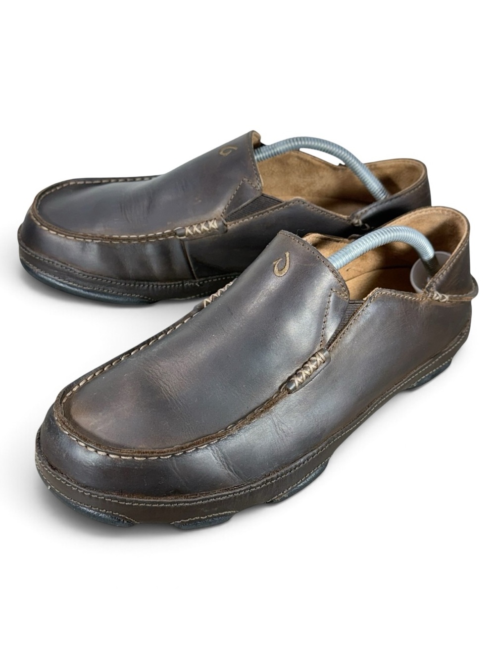 Olukai Moloa Men's Leather Slip On Shoes Brown Size 10